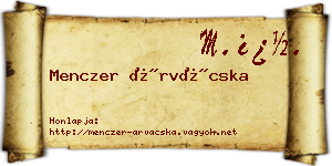 Menczer Árvácska névjegykártya
